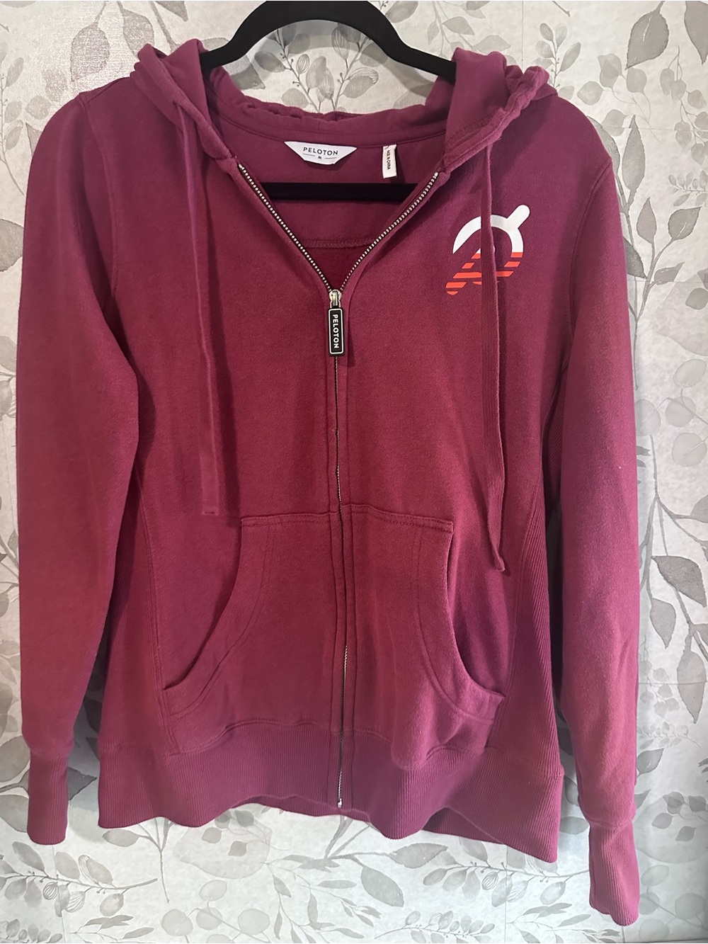 Peloton Burgundy Full-Zip Hoodie with Logo